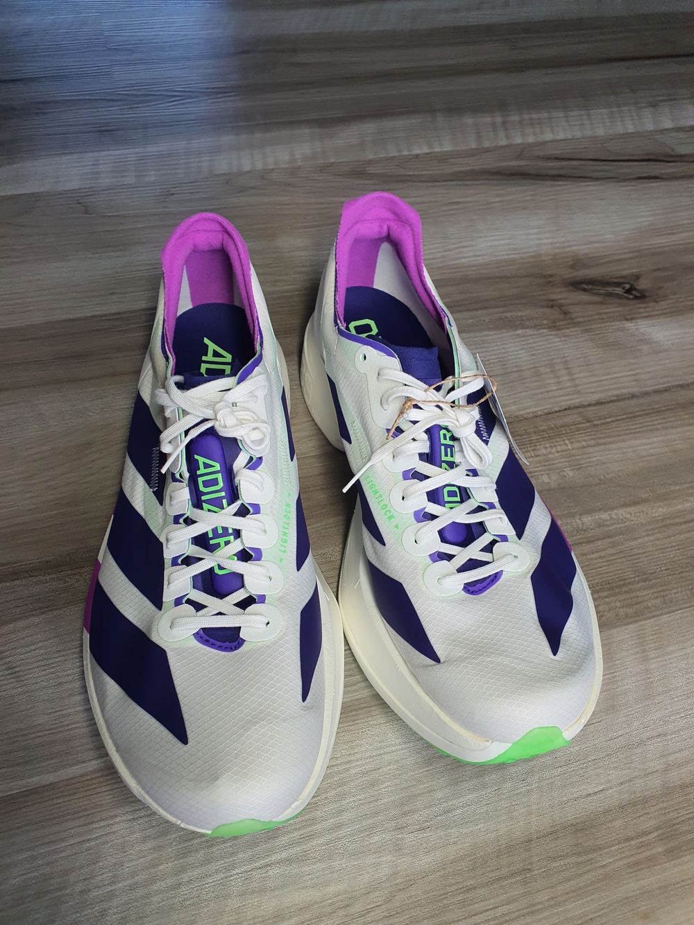 adidas Adizero Adios Pro 4 Core White Purple Lime JR1656 Men's Size 10 New - Picture 7 of 12